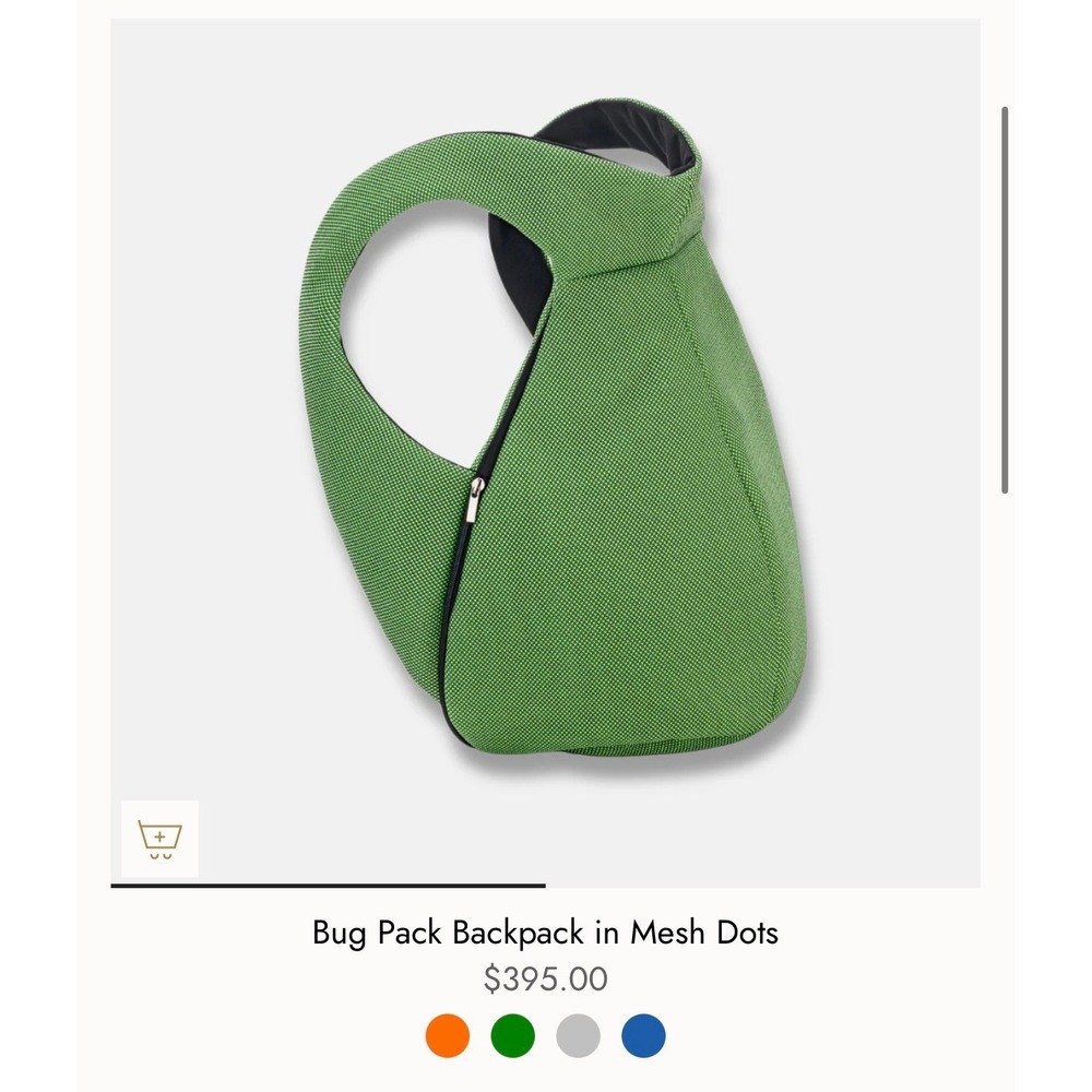 IN-ZU Bug Pack Backpack Green Mesh Dots Handmade in Italy Ergonomic Bag